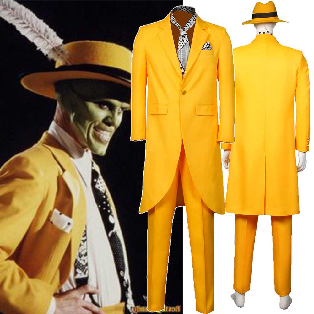 La máscara amarilla traje Jim Carrey hombres Halloween Cosplay