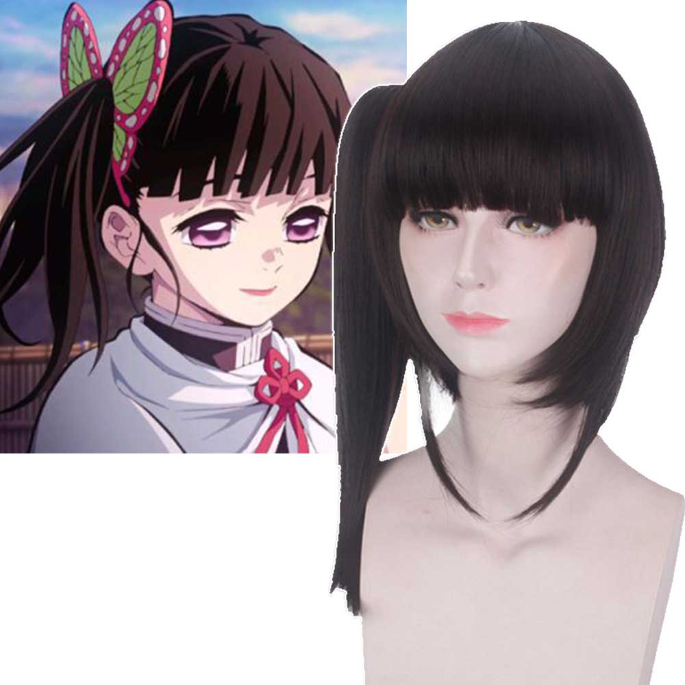 Tsuyuri Kanawo Black Brown Ponytail Halloween Cosplay Wig Anime Demon Slayer Kimetsu No Yaiba