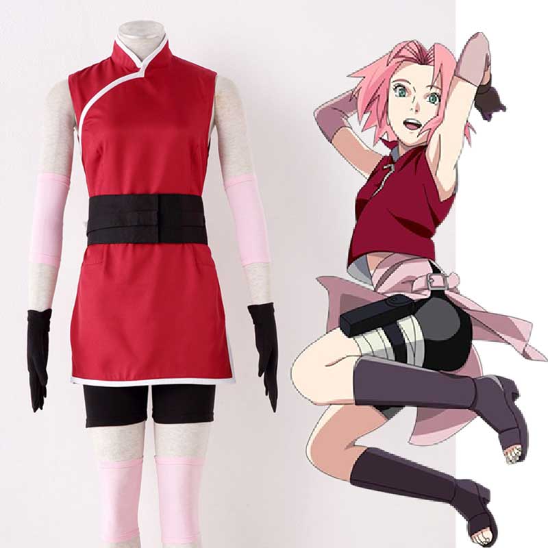 Anime Naruto Haruno Sakura Disfraz Cosplay Vestido Para Adultos 