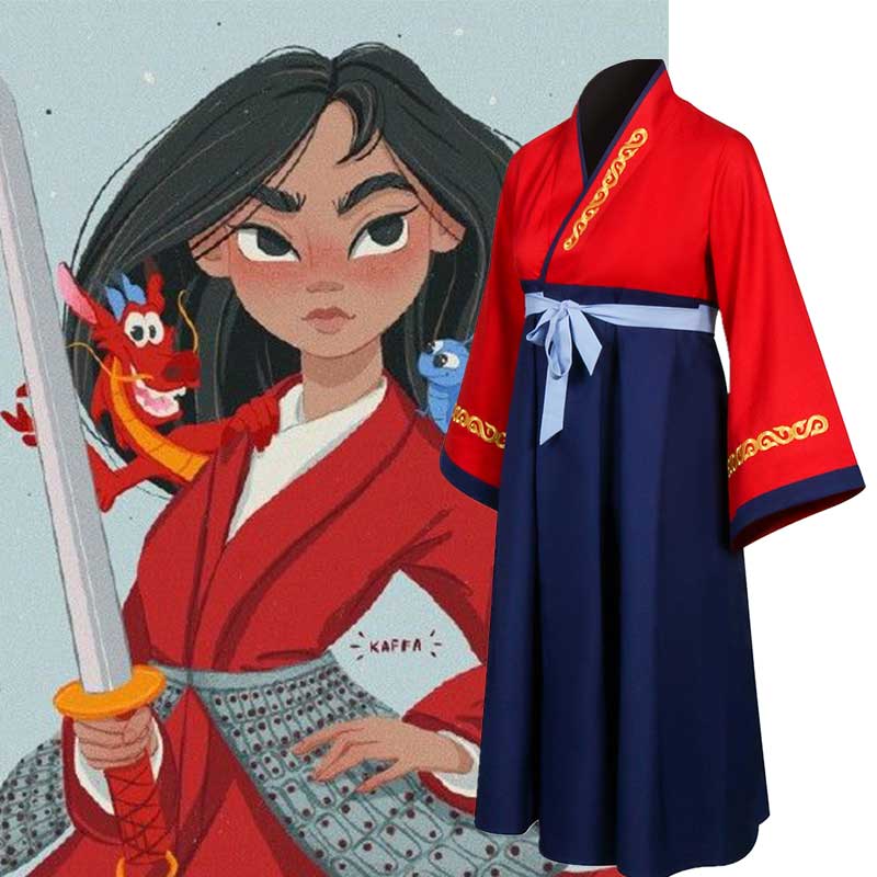 Disney Princess Mulan Cosplay Vestido Chino Hanfu Halloween Regalo para Niños Niña