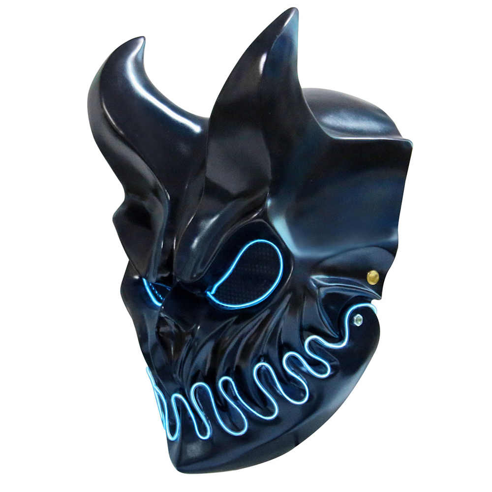 Mascarilla de demonio para la máscara de la máscara de Darkness Darolisher Máscara LED encendida Halloween Scary-T