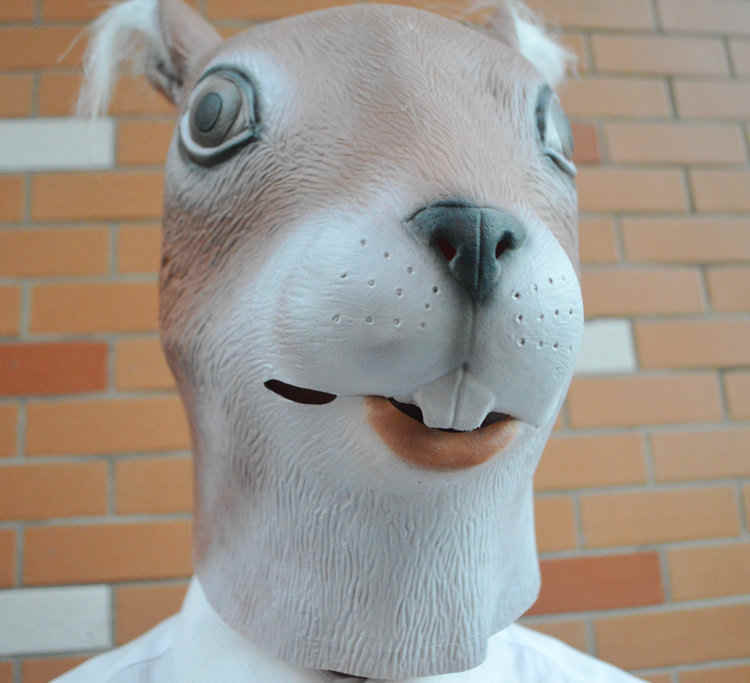 Animal Head Latex Face Squirrel Costume máscara para Halloween Carnival Cosplay Party