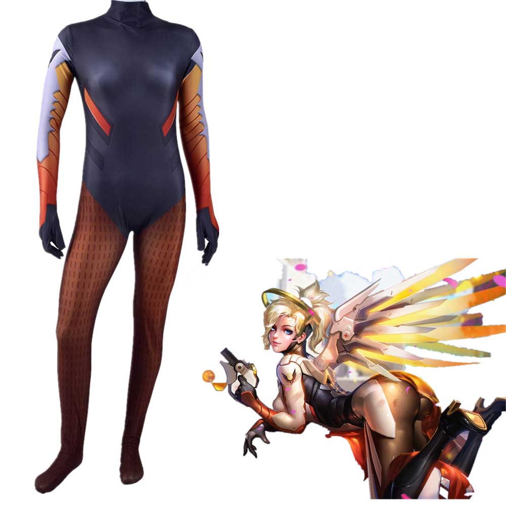 Juego Overwatch Mercy Angela Ziegler Cosplay Thostsuit