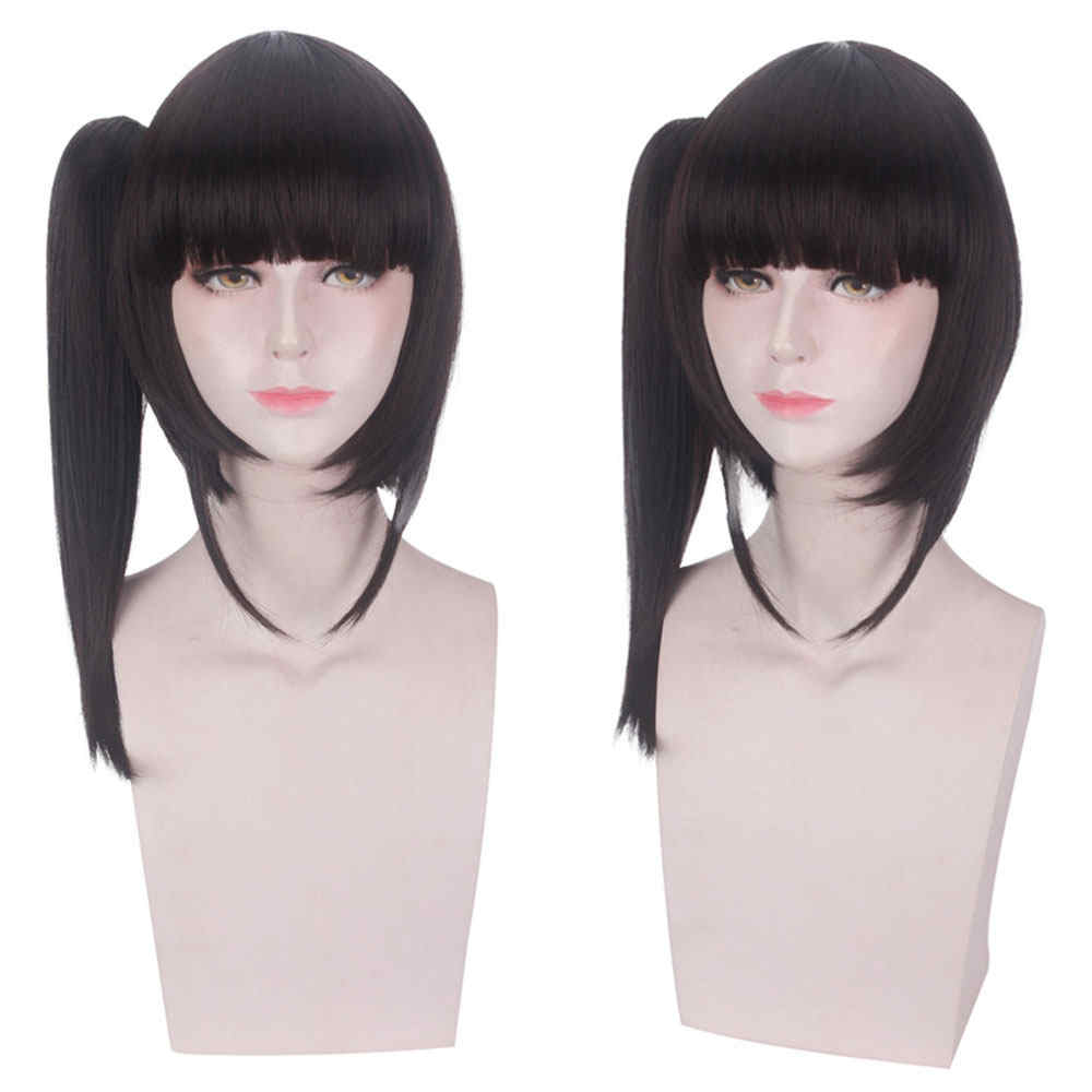 Tsuyuri Kanawo Black Brown Ponytail Halloween Cosplay Wig Anime Demon Slayer: Kimetsu No Yaiba