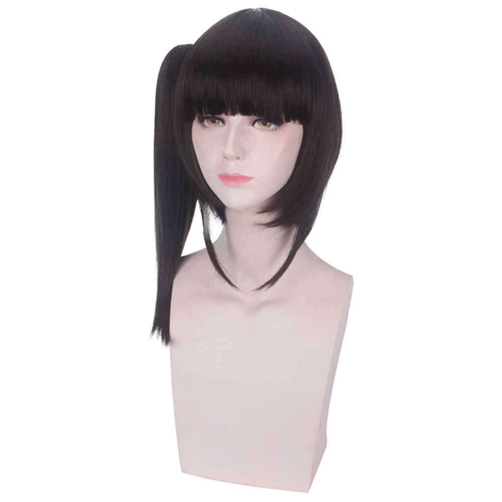 Tsuyuri Kanawo Black Brown Ponytail Halloween Cosplay Wig Anime Demon Slayer: Kimetsu No Yaiba