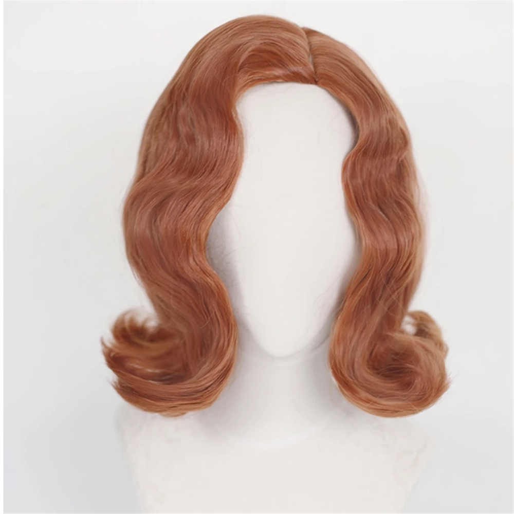 The Queen's Gambit Beth Harmon Cosplay WIG Brown 20s retro de las mujeres del pelo ondulado de Todos los Santos Cosplay