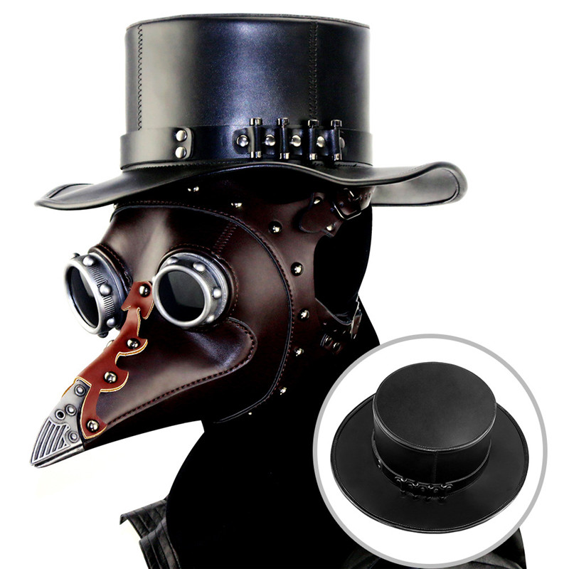 PU cuero plaga doctor mágico sombrero punk steampunk Sombrero de cosplay neutral