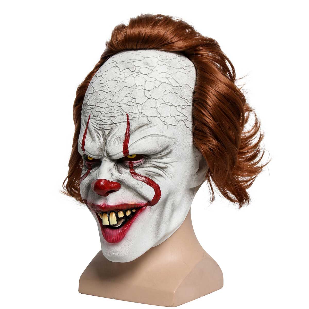 IT Capítulo 2 Pennywise Scary Halloween Cosplay Latex Mask Stephen King's TI Costume Wig