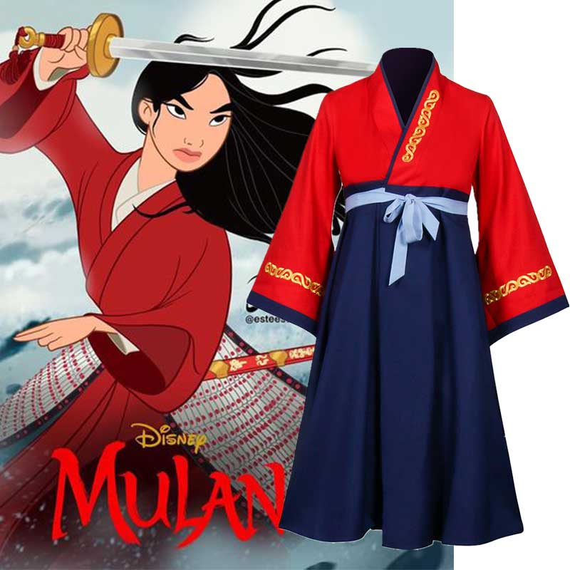 disney princess mulan cosplay vestido chino Hanfu Regalo de Halloween para niños niña
