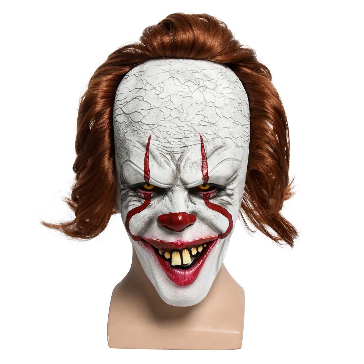 IT Capítulo 2 Pennywise Scary Halloween Cosplay Latex Mask Stephen King's TI Costume WIG