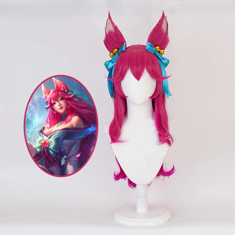 Juego League of Legends Spirit Blossom Ahri Cosplay Wig Hair Purple 