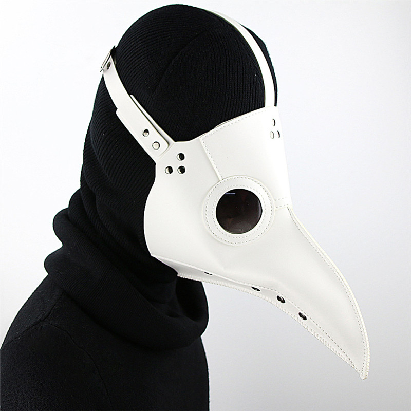 Cospaly Dr. Beulenpest Steampunk Plague Doctor Mask Pájaros de cuero blanco pájaros máscaras de pico H alloween Arte Cosplay del traje de Carnaval