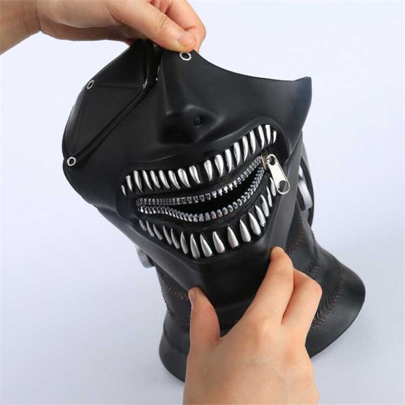 Máscas más nuevas de Tokio Ghoul 2 Kaneki Ken Máscaras PVC cremallera Cosplay ajustable Máscaras frescas Party Party Props