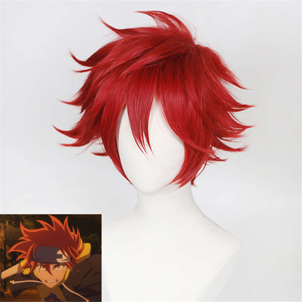 anime sk8 The infinity reki cosplay peluca rojo pelo hombre corto rizado headwear halloween carnaval party props