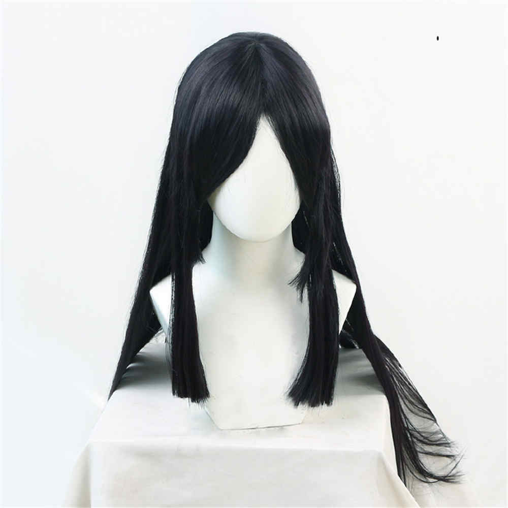 Demon Slayer Kimetsu No Yaiba Nakime Black Long Long Cosplay Wig Biwa Demon Doce Kizuki Resistente al calor Hair-Takeroala